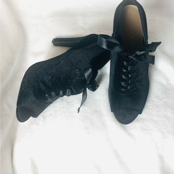 Kelly & Katie Black Velvet Peep Toe Bootie - Picture 8 of 9